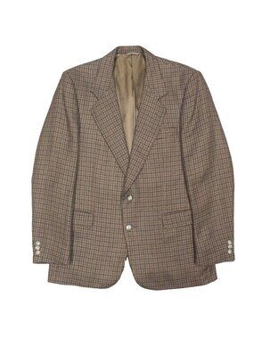 Vintage Eaton Blazer Houndstooth Tweed Wool Sport Coat Brown Canada 40R